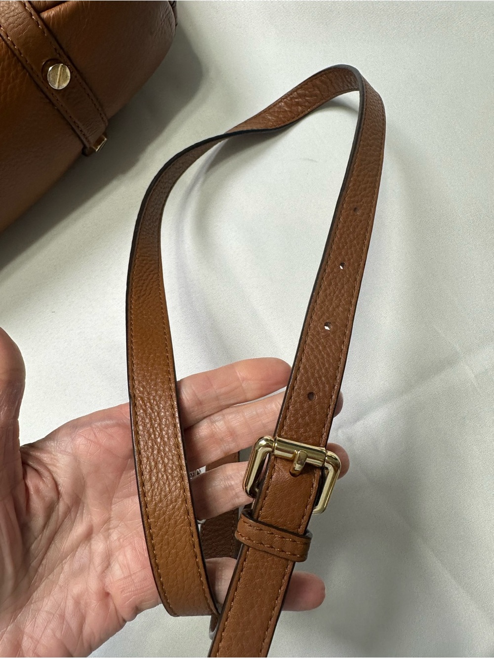 Michael Kors Brown Pebbled Leather Bedford Satchel with Strap - Picture 11 of 13